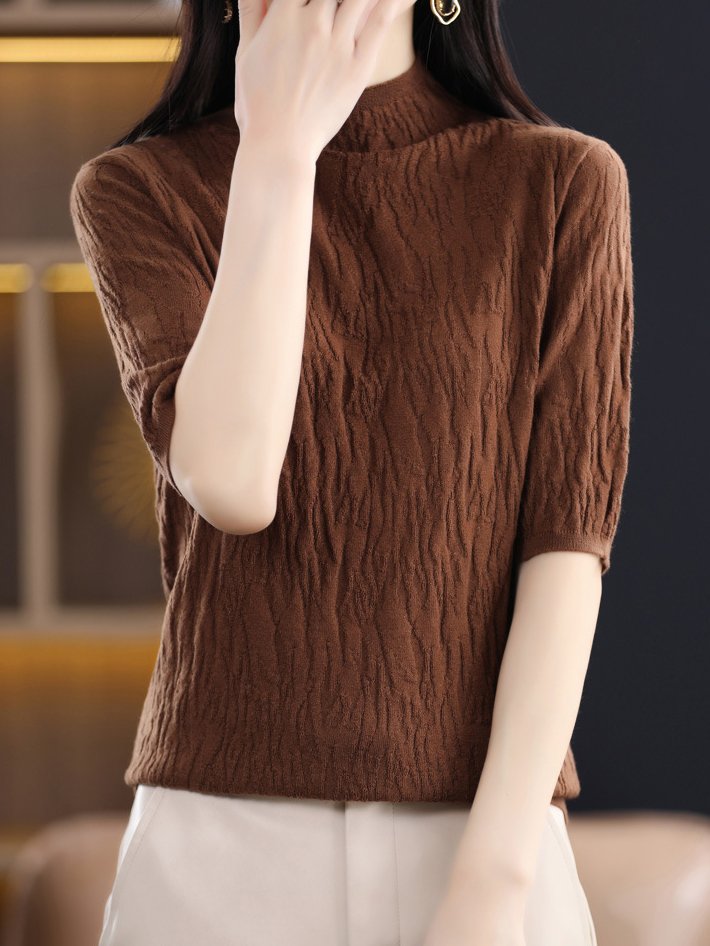 Crew Neck Casual Half Sleeve Sweater