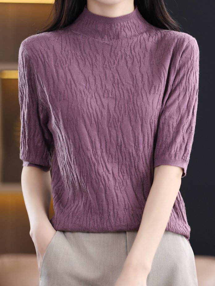 Crew Neck Casual Half Sleeve Sweater