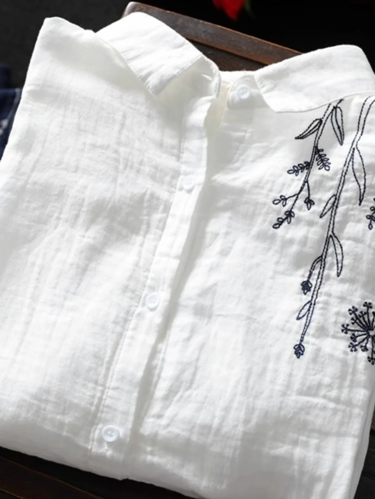 Shirt Collar Embroidery Patterns Linen Shirt