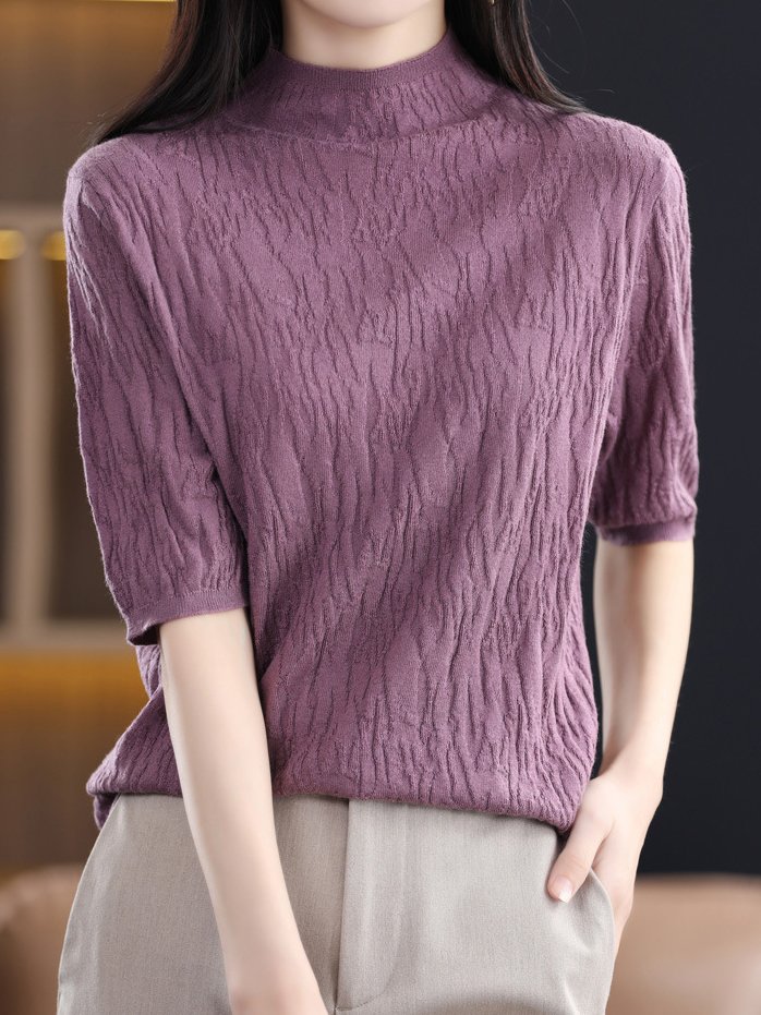 Crew Neck Casual Half Sleeve Sweater