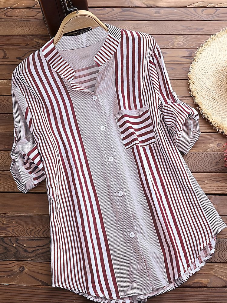 Striped Cotton-Blend Casual Shirt