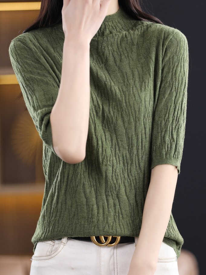 Crew Neck Casual Half Sleeve Sweater