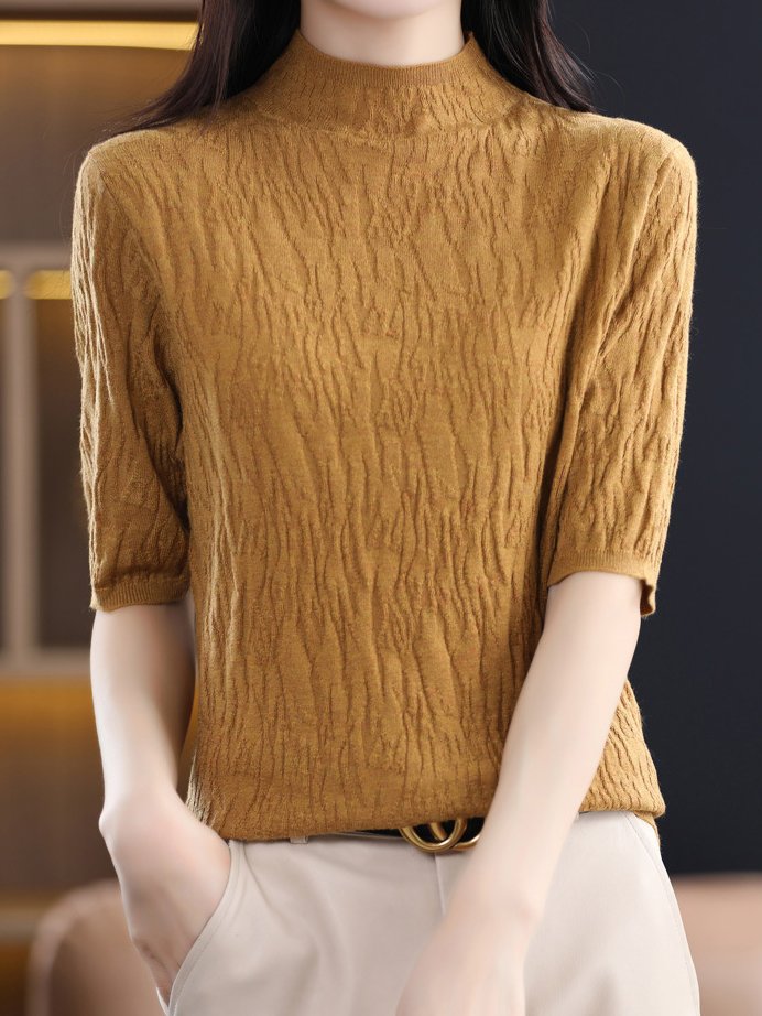 Crew Neck Casual Half Sleeve Sweater