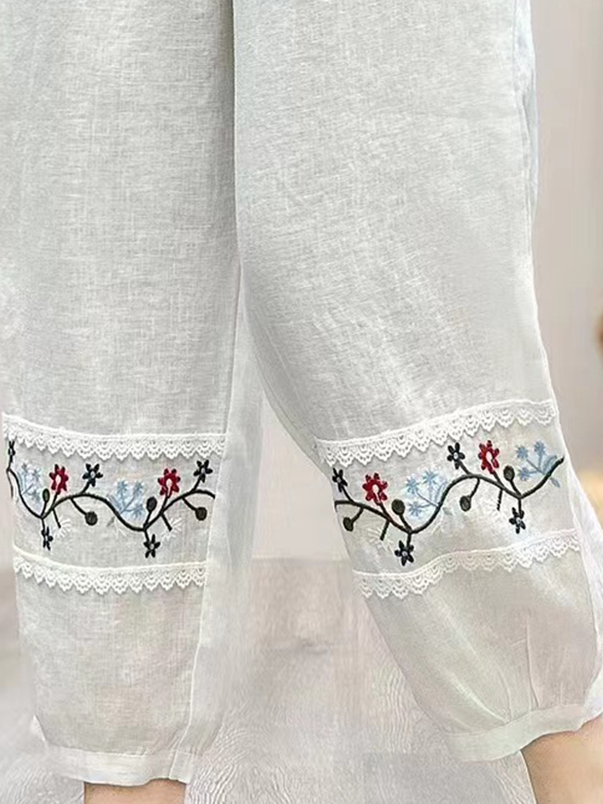 Embroidery Patterns Linen Pants