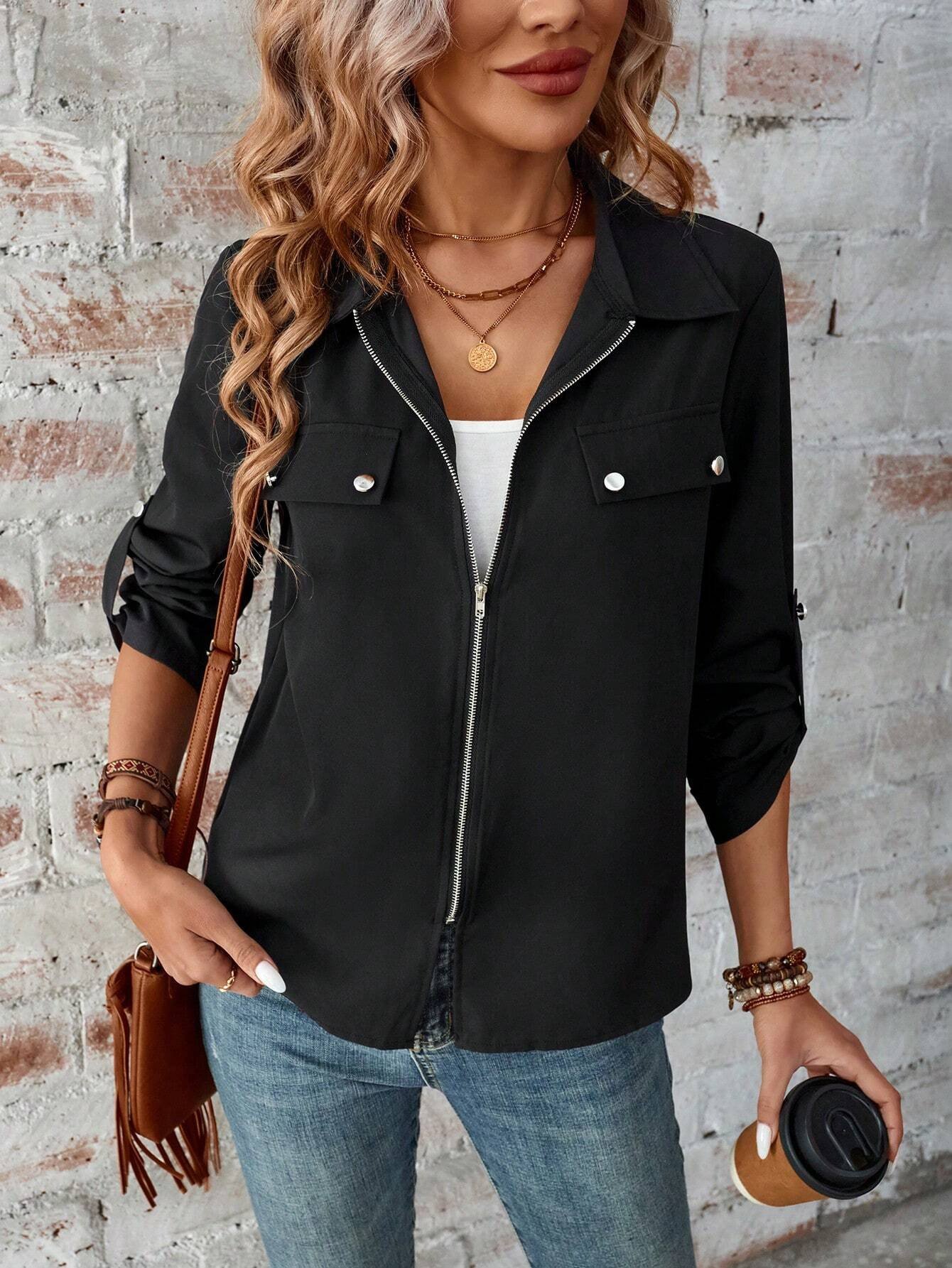 Loose Plain Others Casual Jacket