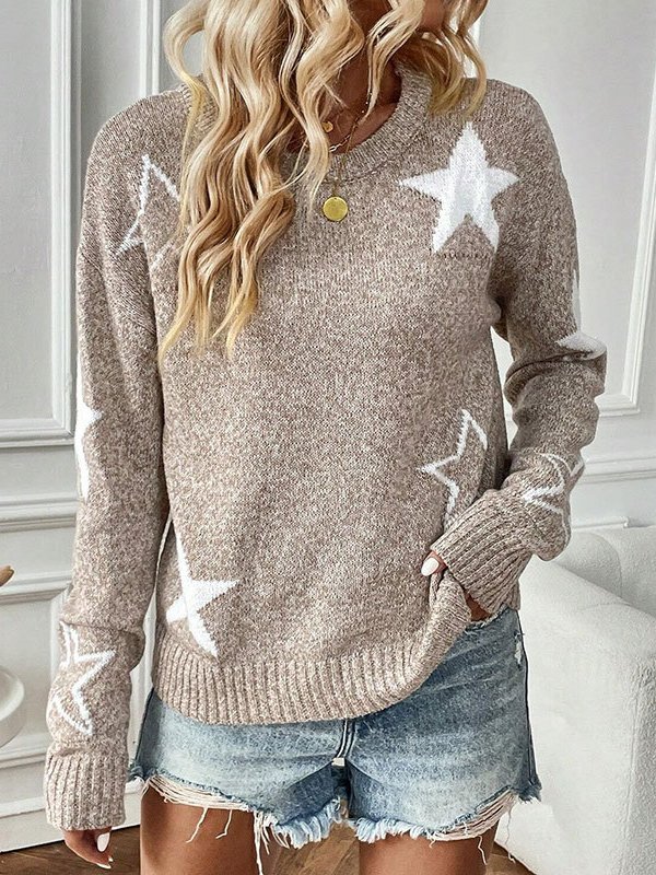 Yarn/Wool Yarn Casual Star Sweater