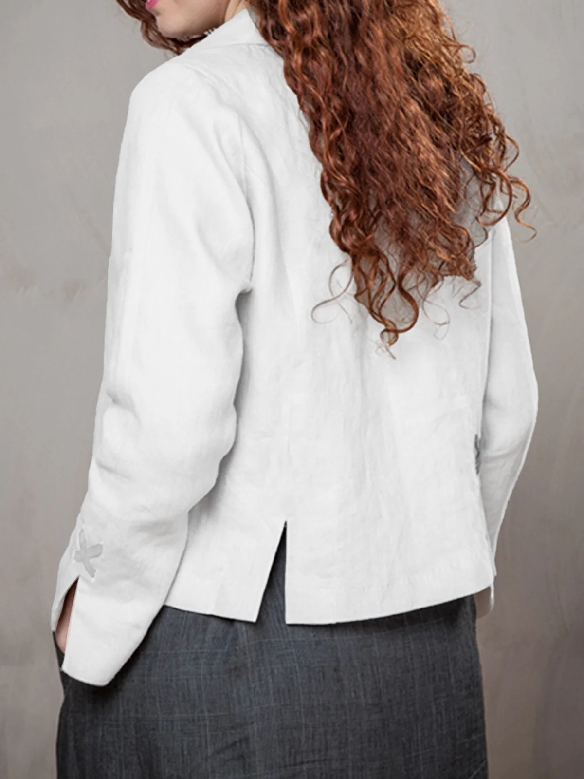 Crew Neck Linen Cotton And Linen Jacket