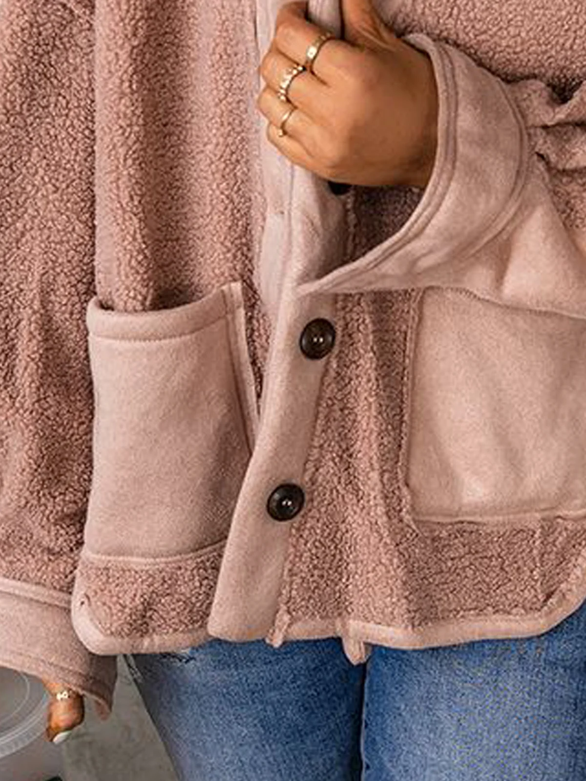 Lapel Collar Loose Linen Teddy Jacket