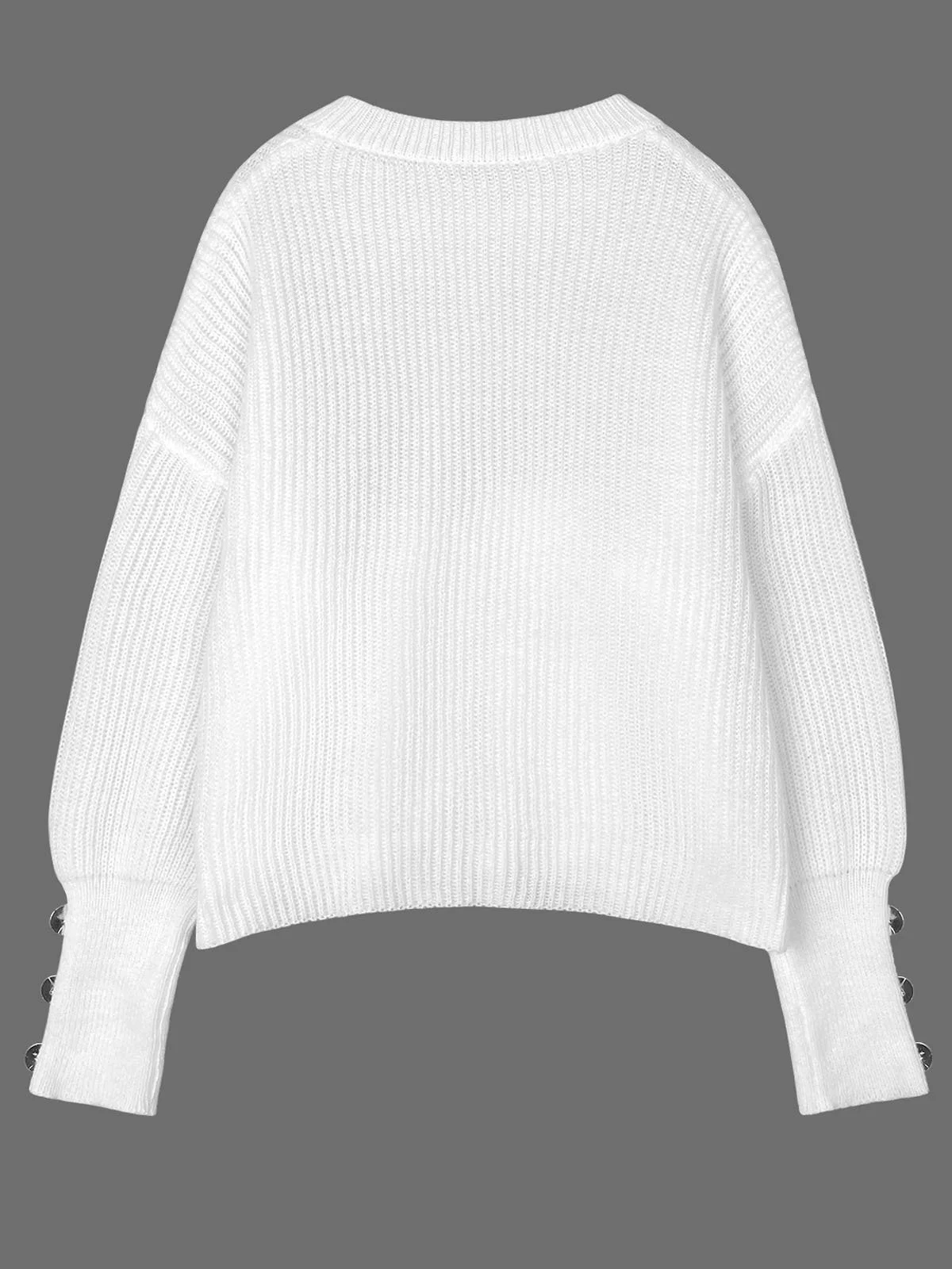 Casual Yarn/Wool Yarn Plain Loose Sweater