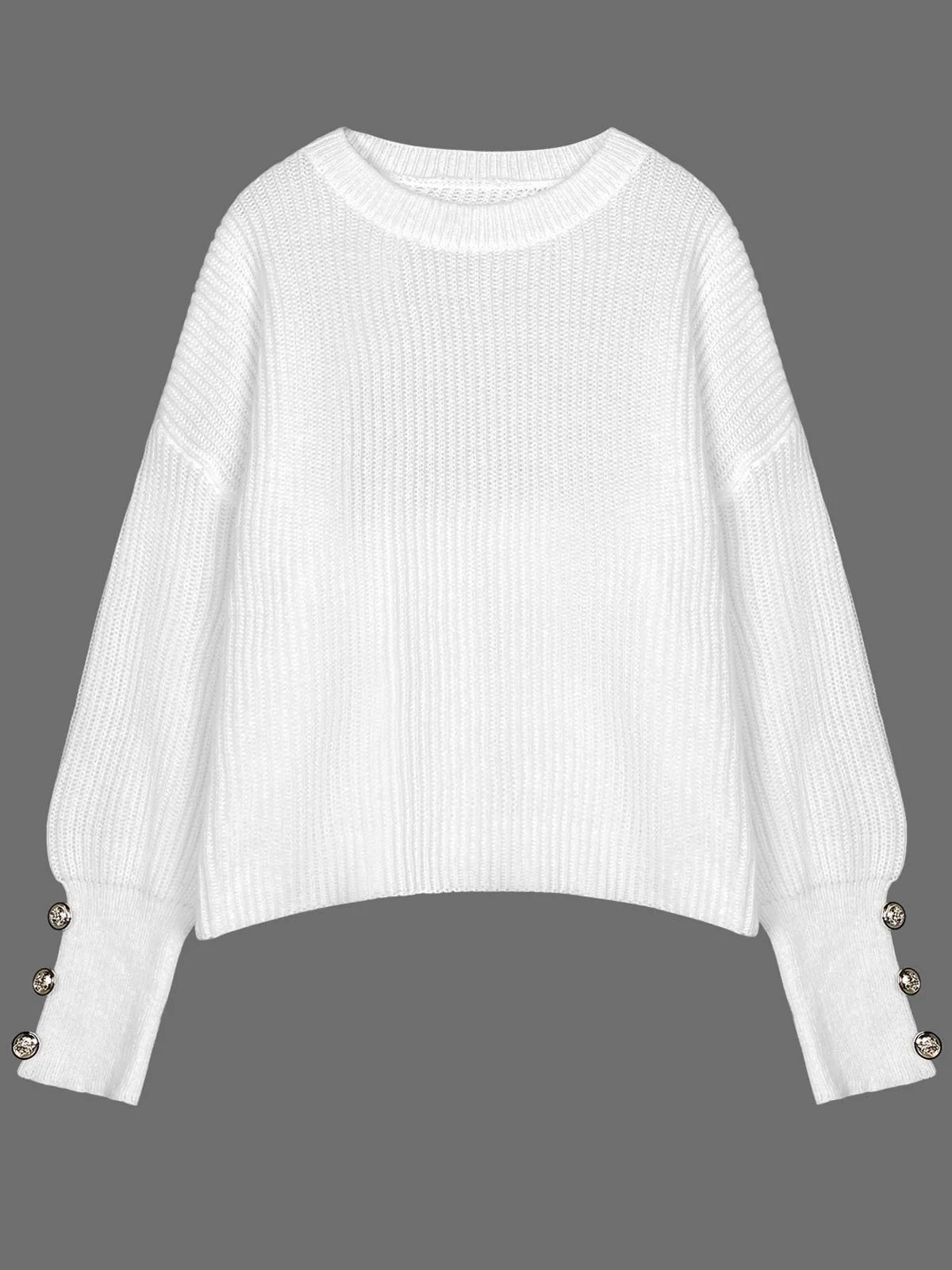 Casual Yarn/Wool Yarn Plain Loose Sweater