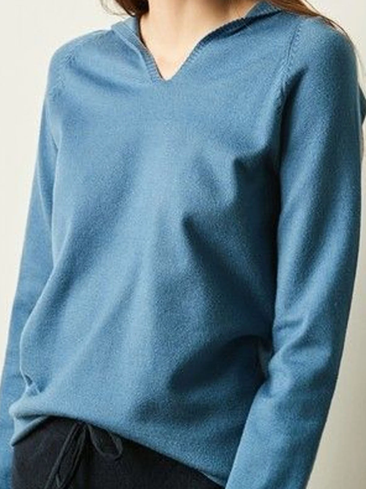 Casual Plain Hoodie Yarn/Wool Yarn Sweater