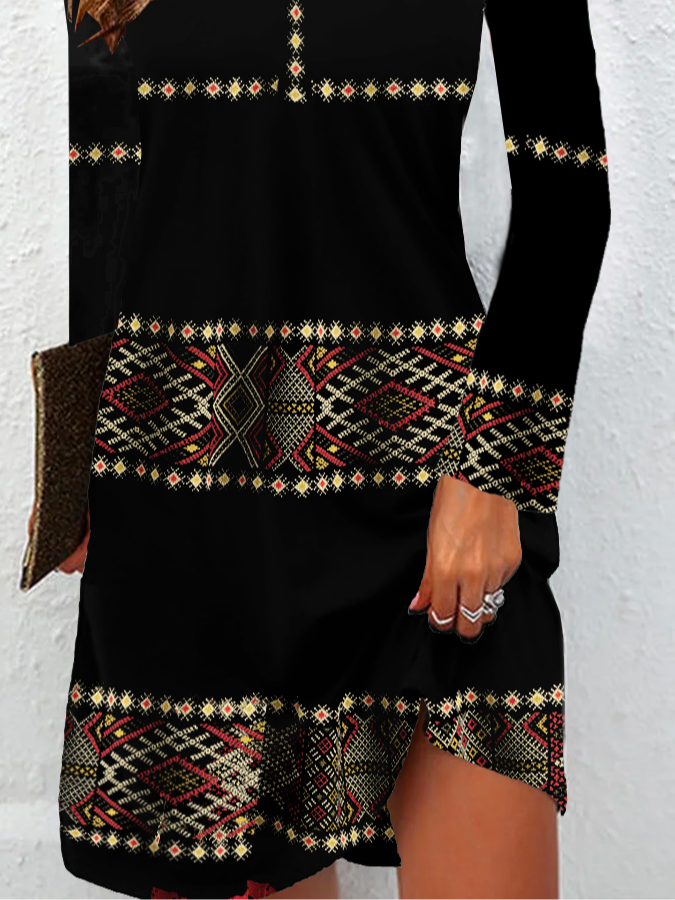 Boho Ethnic Jersey Loose Dress