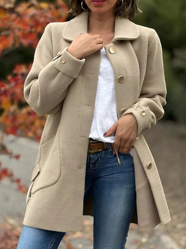 Loose Shawl Collar Casual Plain Jacket