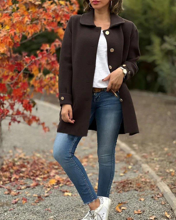 Loose Shawl Collar Casual Plain Jacket