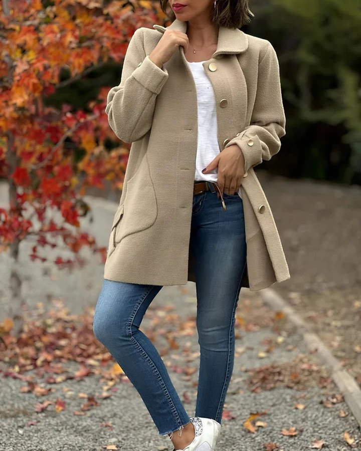 Loose Shawl Collar Casual Plain Jacket