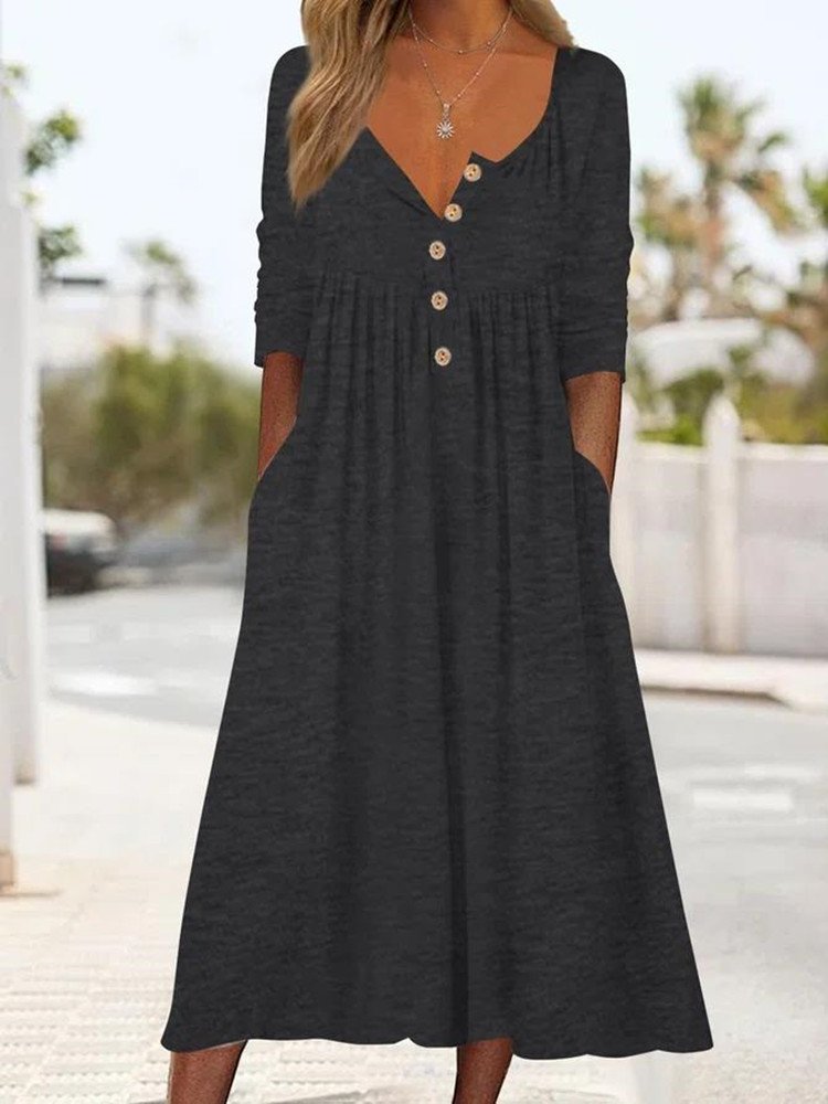 Crew Neck Casual Dress With No