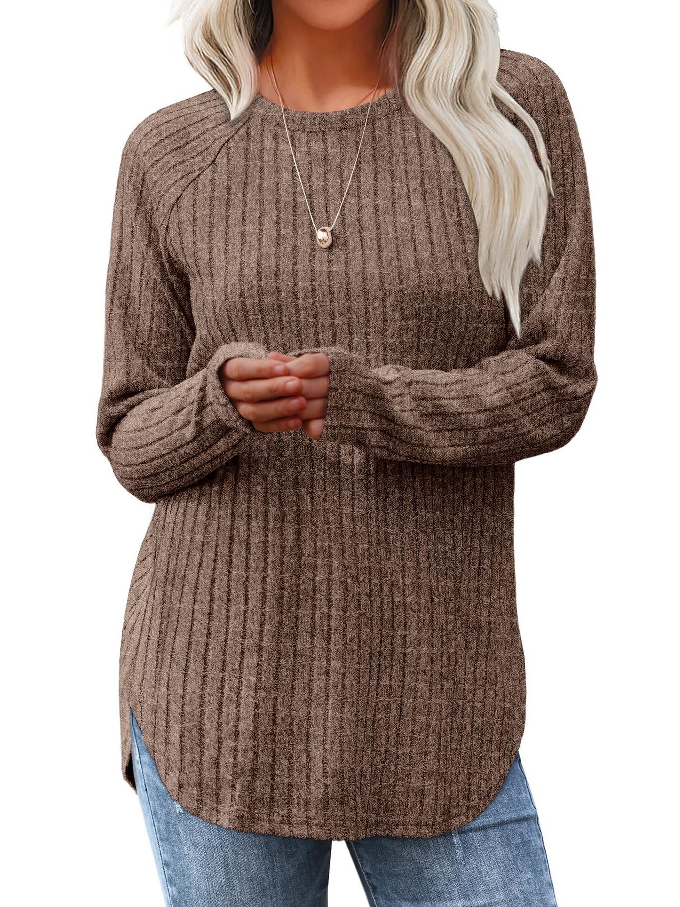 Women's Plain Crew Neck Casual Top