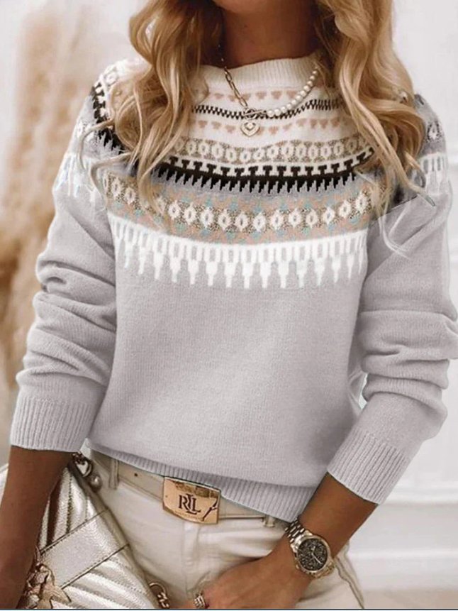 Ethnic Geometry Casual Loose Wool/Knitting Sweater