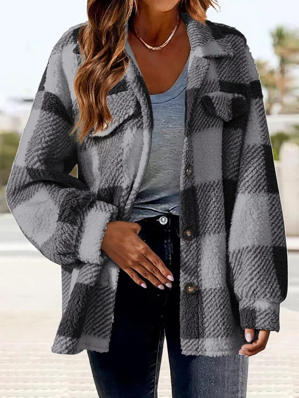 Casual Buttoned Teddy Jacket