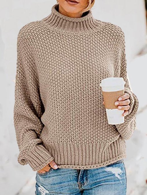 Turtleneck Casual Yarn/Wool Yarn Sweater