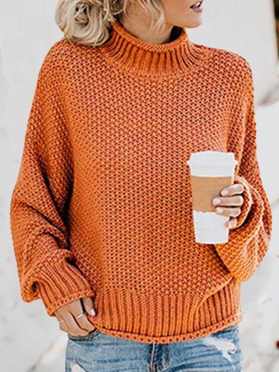 Turtleneck Casual Yarn/Wool Yarn Sweater