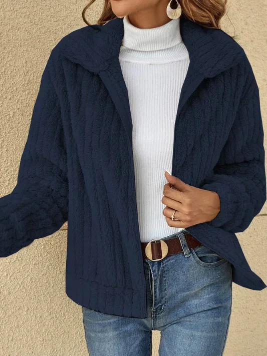 Loose Plain Casual Hoodie Jacket