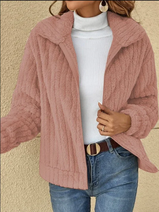 Loose Plain Casual Hoodie Jacket