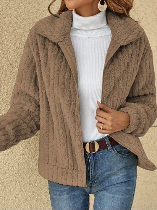 Loose Plain Casual Hoodie Jacket