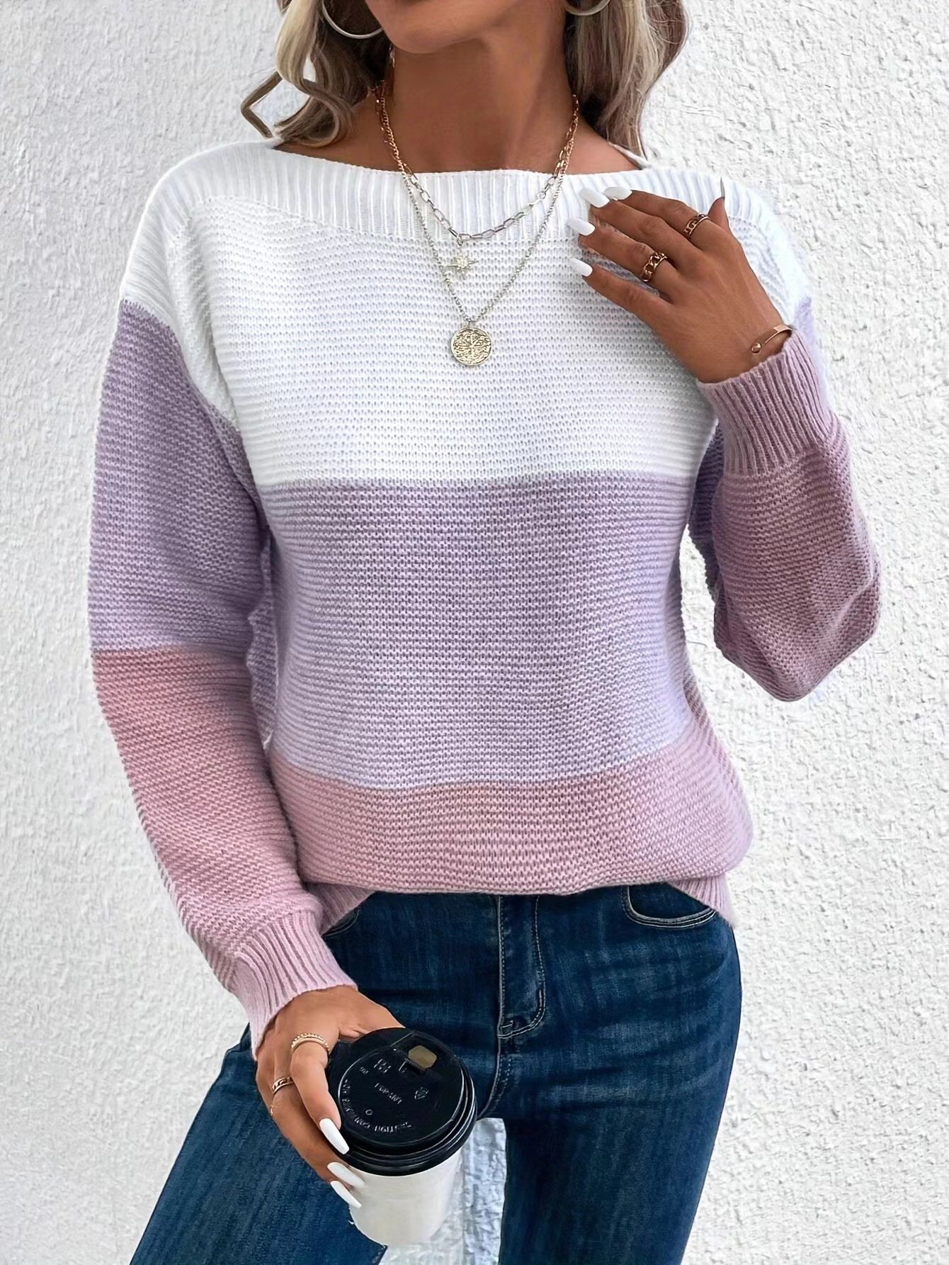 Color Block Loose Casual Sweater