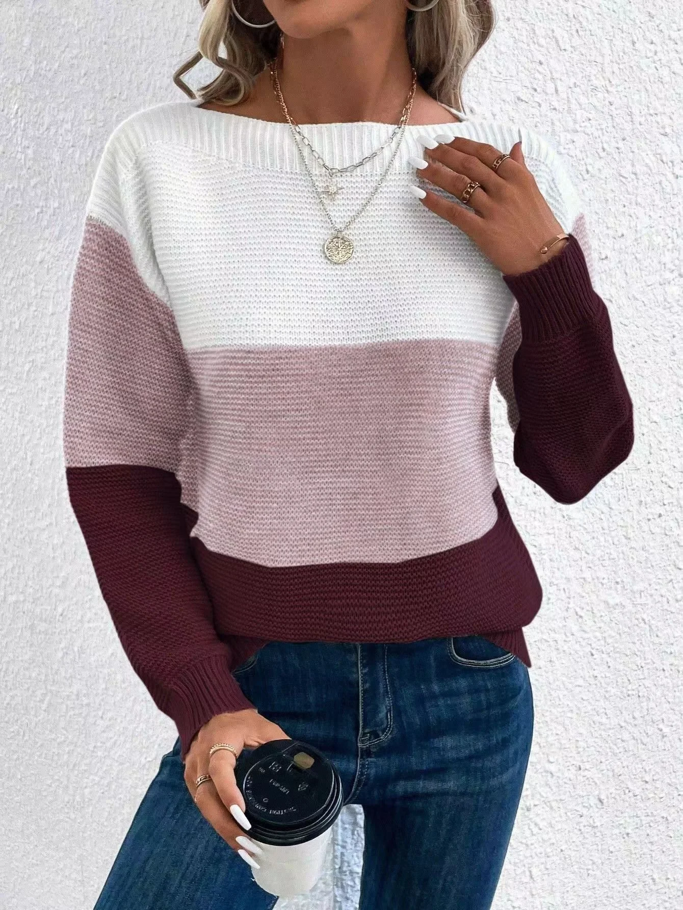 Color Block Loose Casual Sweater