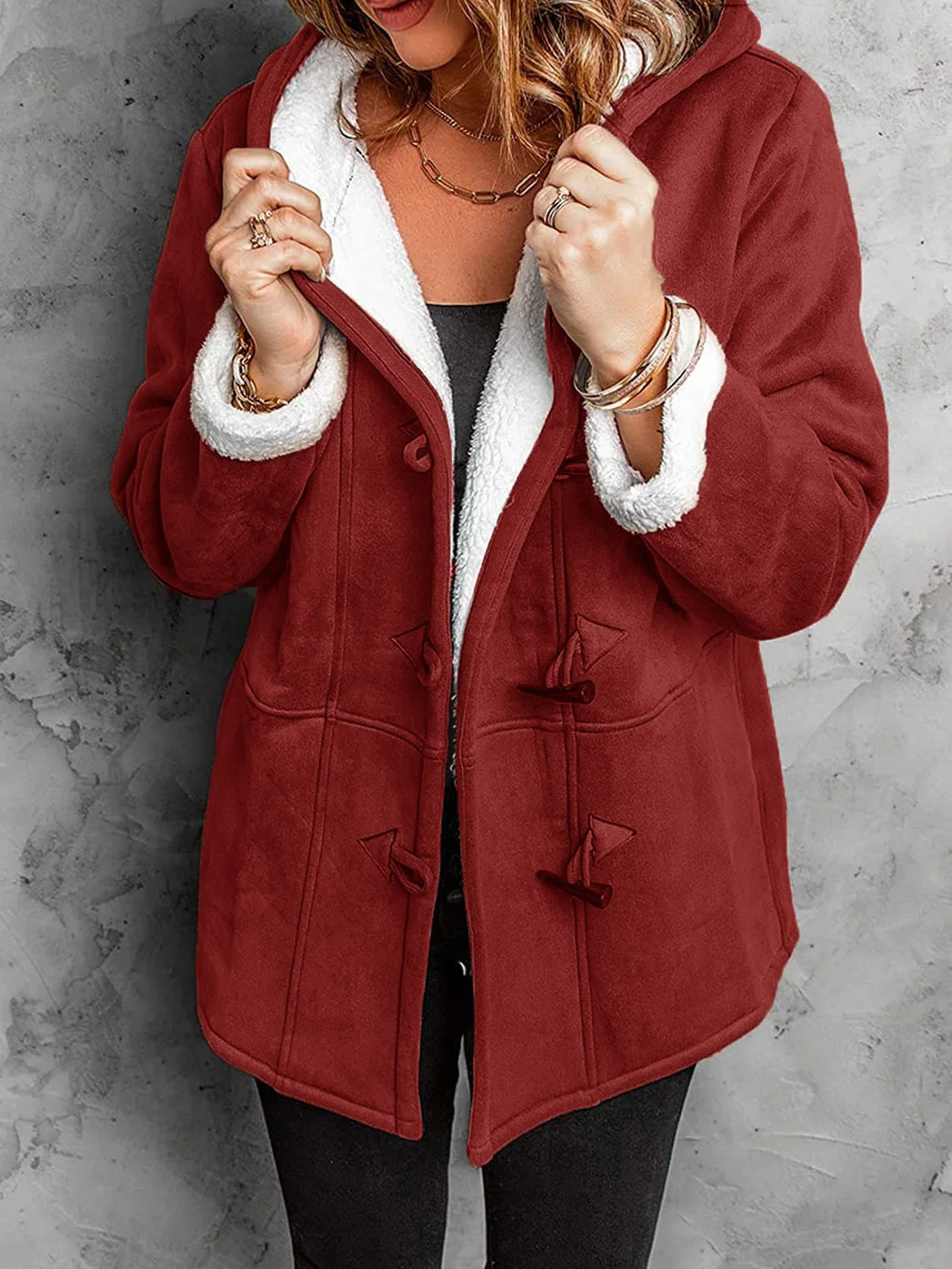 Warmth Fleece Suede Plain Casual Loose Jacket