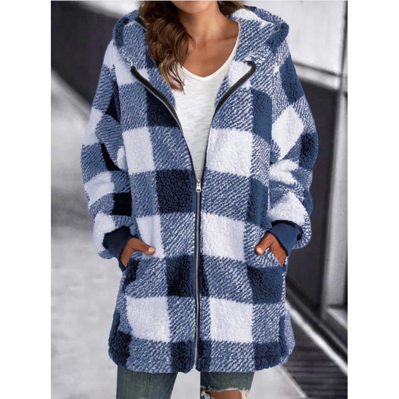 Fluff/Granular Fleece Fabric Hoodie Casual Jacket