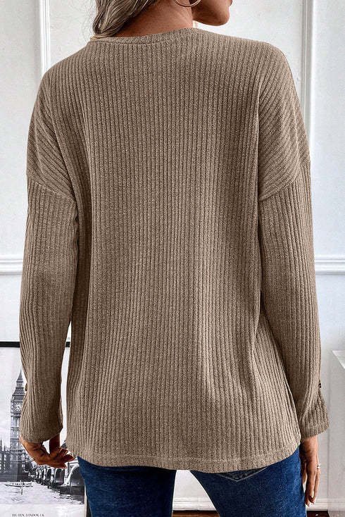 Jersey Crew Neck Casual Blouse