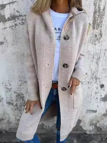 Casual Plain Wool/Knitting Cardigan