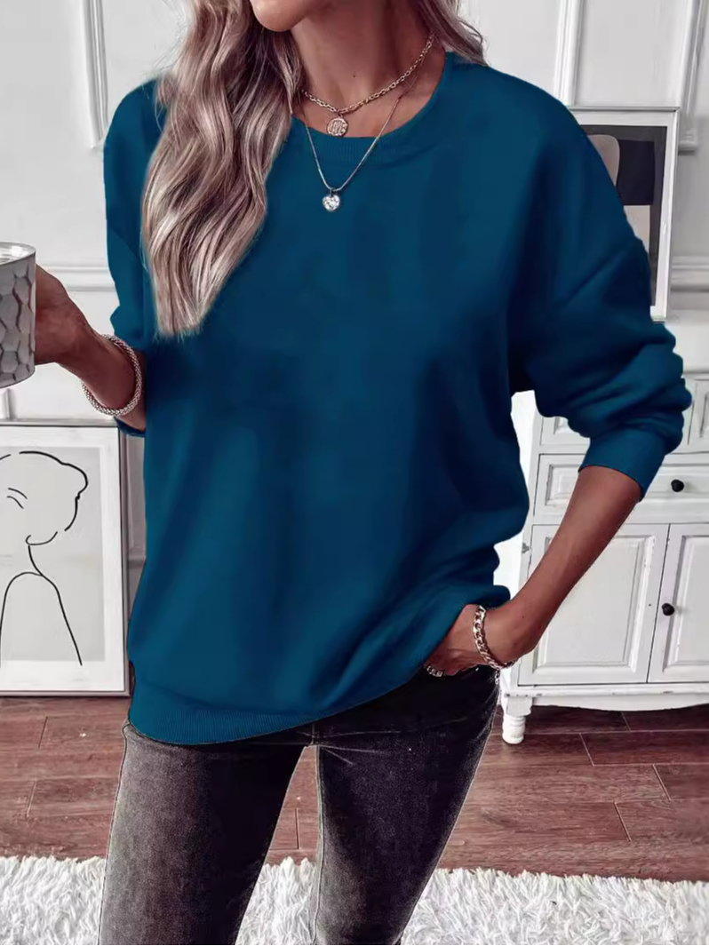 Crew Neck Casual Regular Fit Plain Sweatshirt