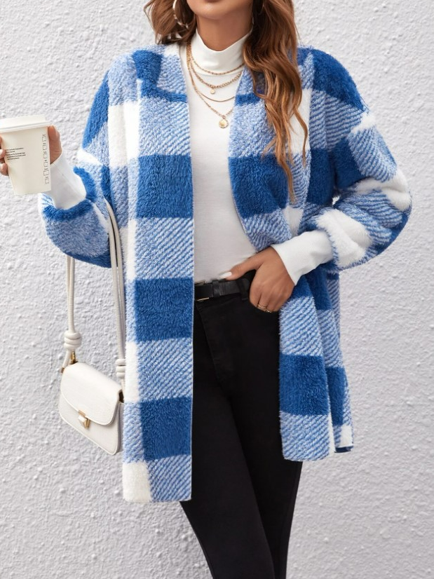 Loose Casual Hoodie Plaid Jacket