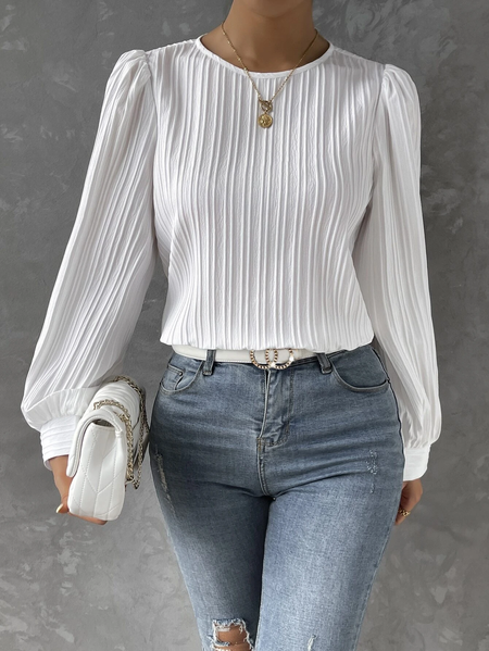 Crew Neck Casual Blouse