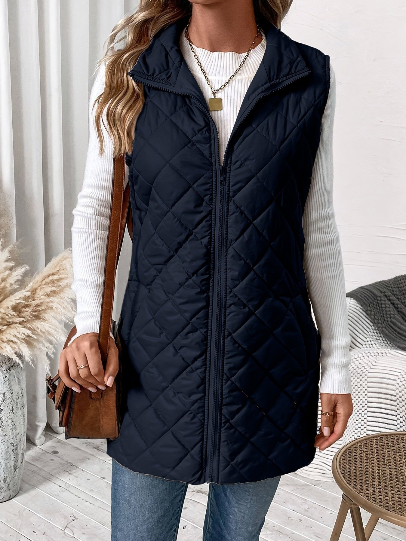 Turtleneck Casual Regular Fit Plain Vest