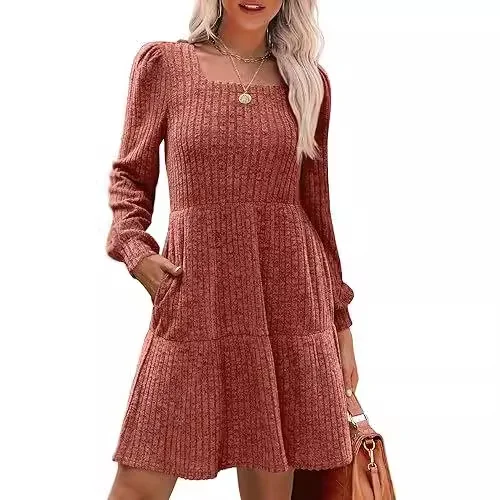 Women's Long Sleeve Spring/Fall Black Plain Crew Neck Daily Going Out Casual Mini A-Line Dress