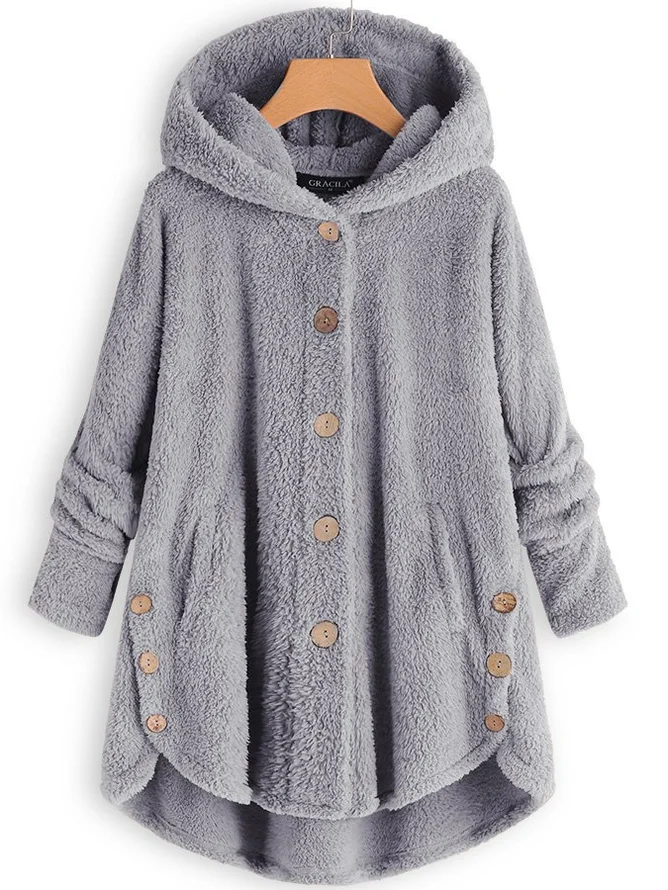 Hoodie Simple Loose Plain Teddy Jacket