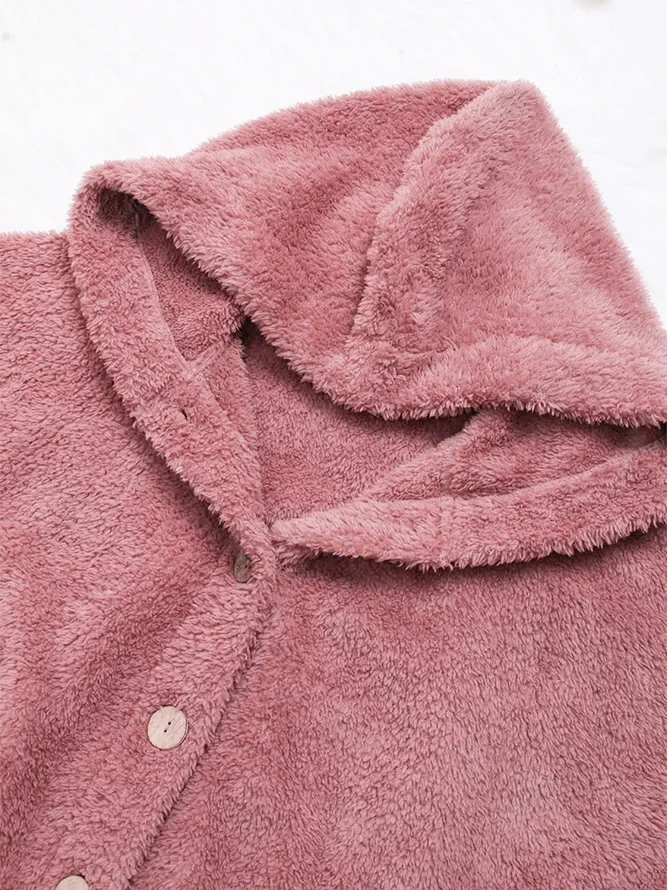 Hoodie Simple Loose Plain Teddy Jacket