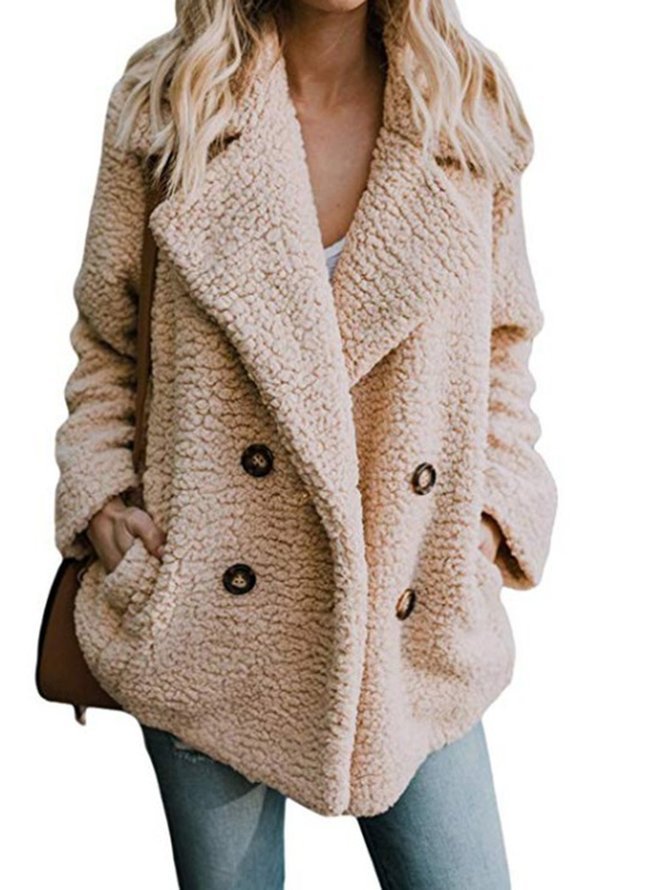 Khaki Buttoned Casual Quilted Coat