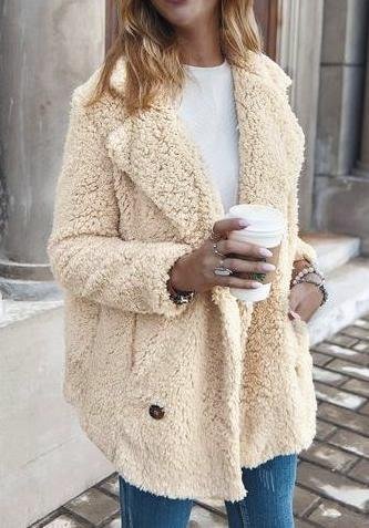 Khaki Buttoned Casual Quilted Coat