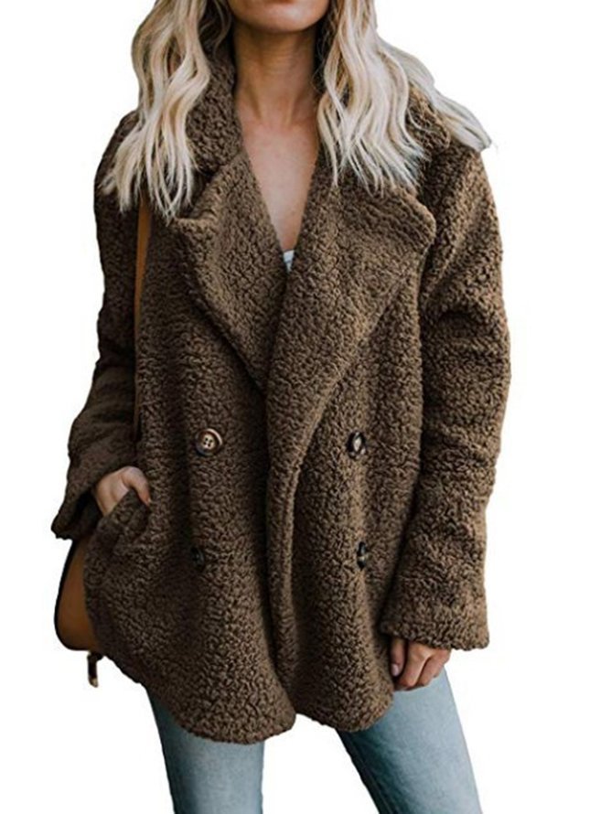 Khaki Buttoned Casual Quilted Coat