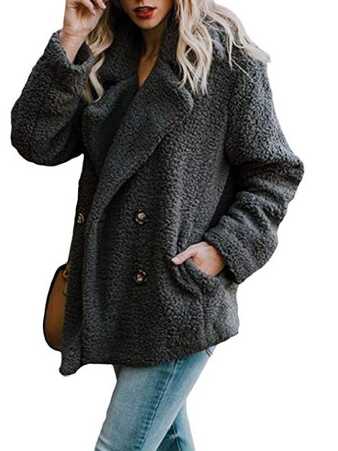 Khaki Buttoned Casual Quilted Coat