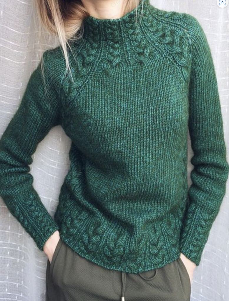 Plain Mock Neck Vintage Sweater