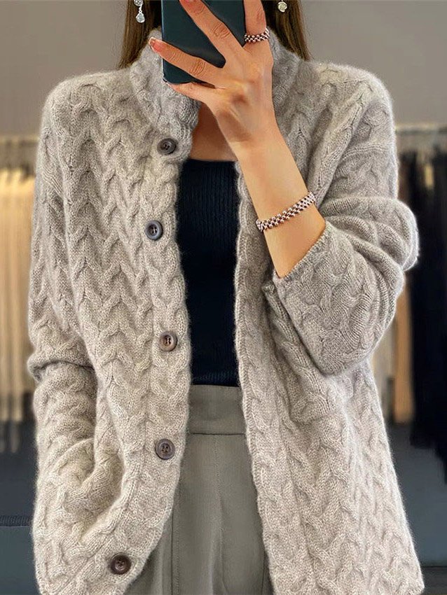 Loose Casual Stand Collar Cardigan