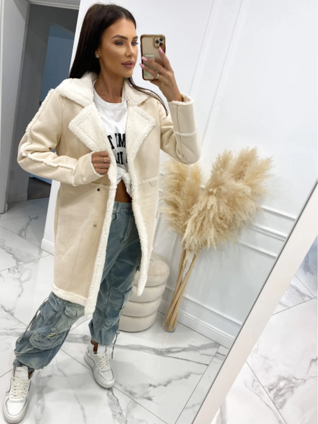 Casual Fluff/Granular Fleece Fabric Jacket