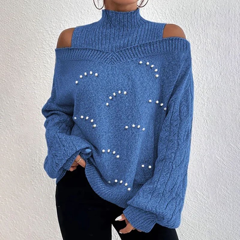 Balloon Sleeve Casual Beaded Sweater