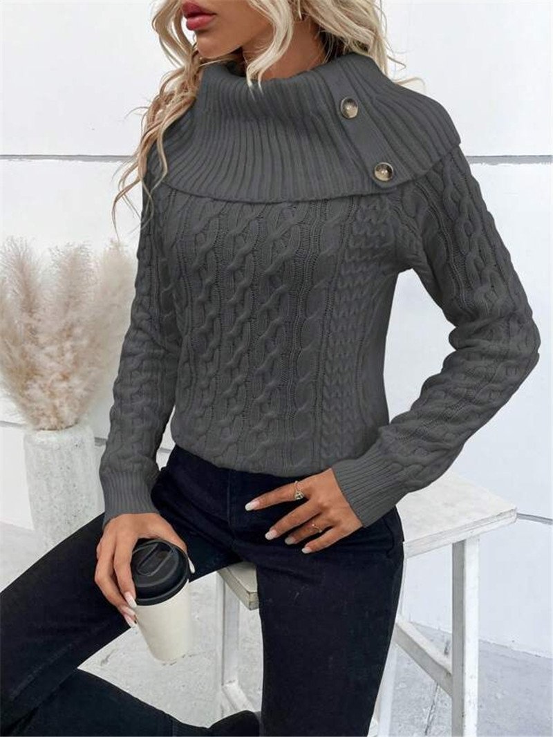 Turtleneck Casual Loose Yarn/Wool Yarn Sweater